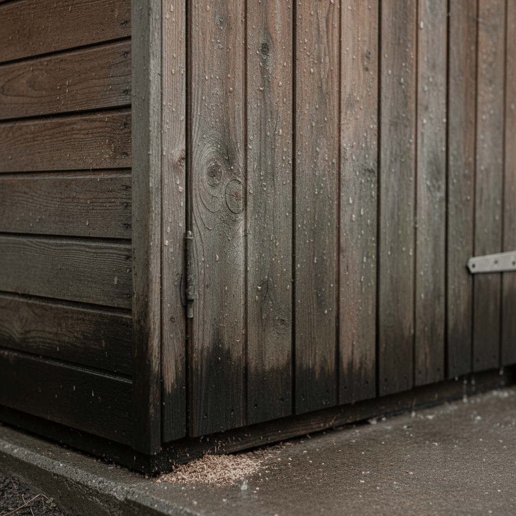 Abri jardin bois humide