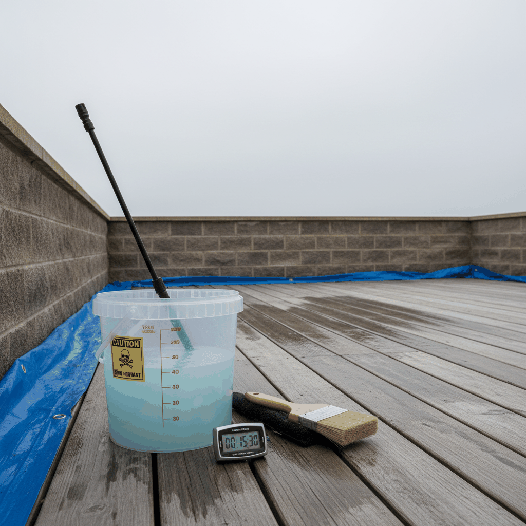 Application d’un dégriseur sur terrasse