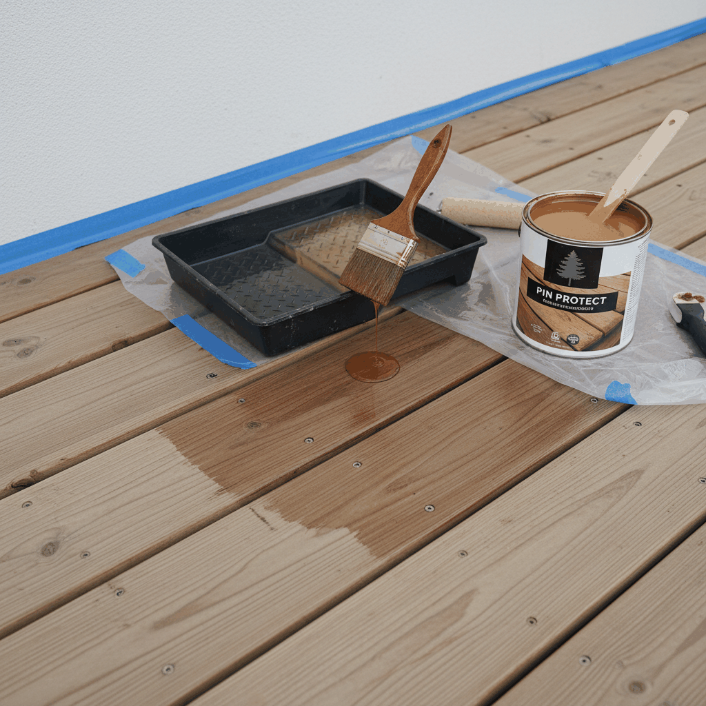 Application traitement bois terrasse