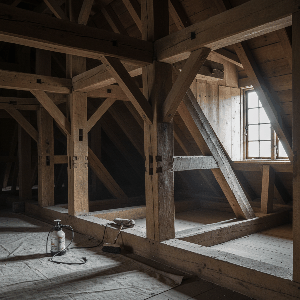 Charpente bois ancien traitement