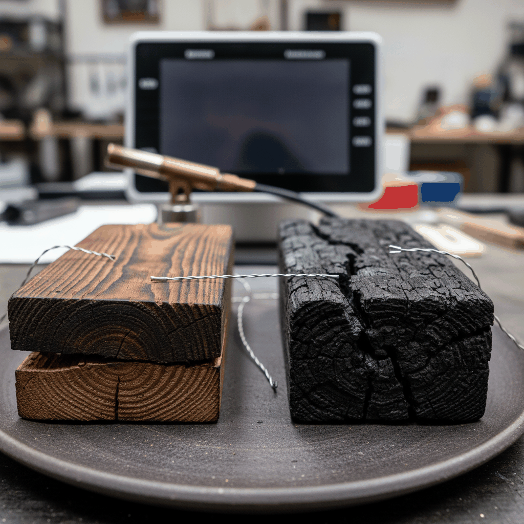 Échantillons bois test feu