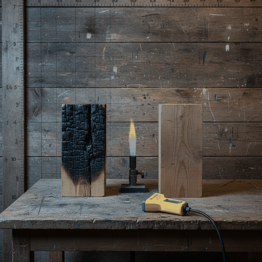 Essai flamme bois ignifuge