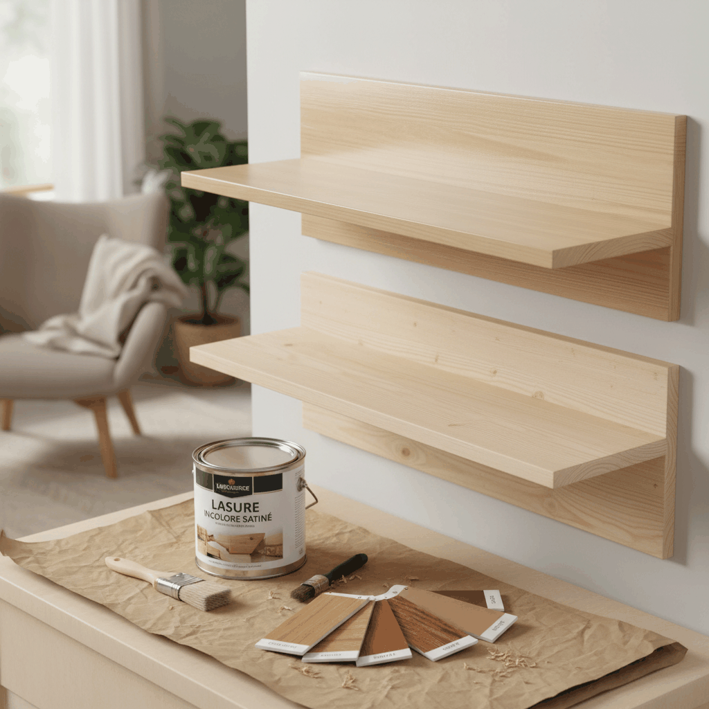 Lasure bois intérieur sur étagère