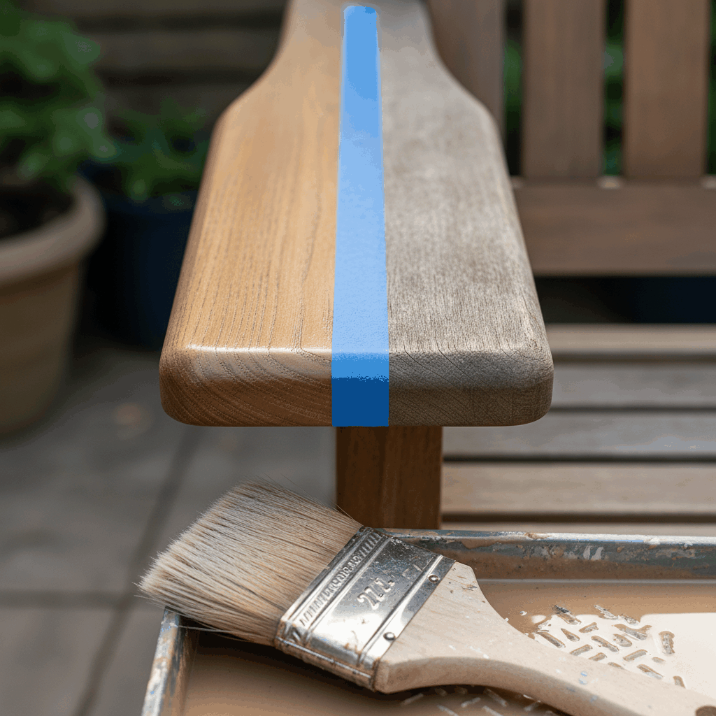Lasure anti-UV sur mobilier extérieur bois