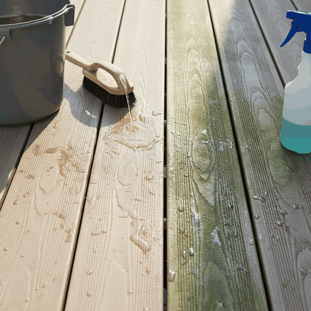 Nettoyage terrasse composite avant après