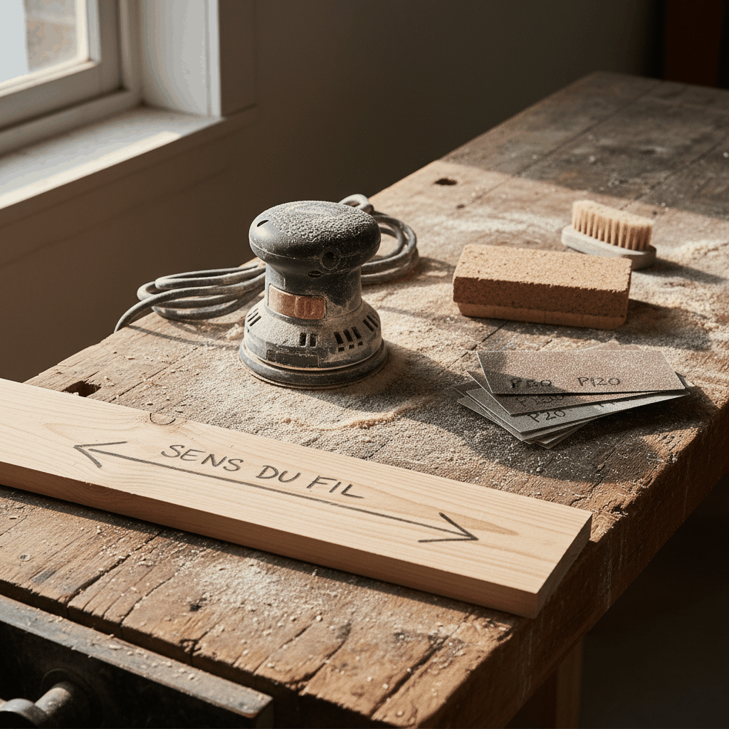 Outils ponçage bois et grains abrasifs