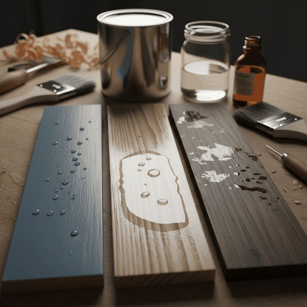 Peinture, vernis et huile sur bois