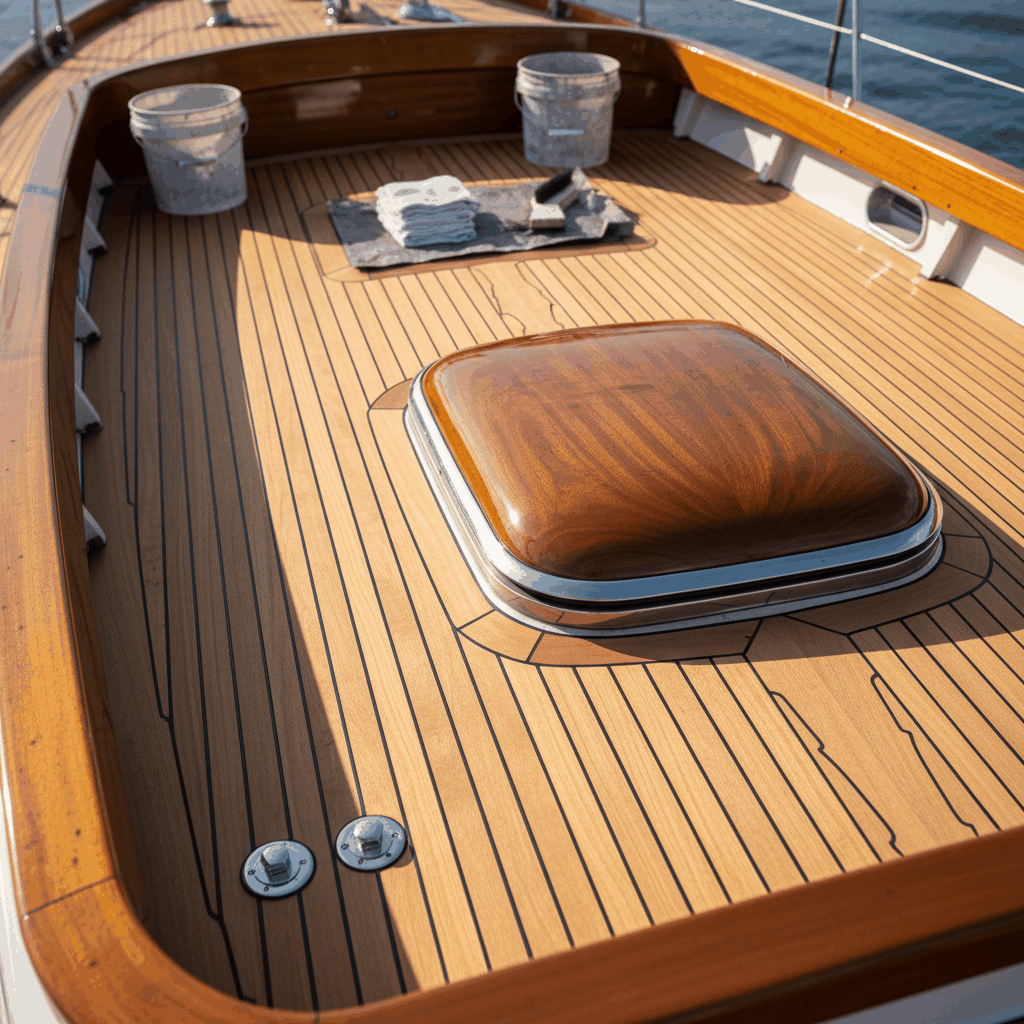 Pont bateau teck vernis applications