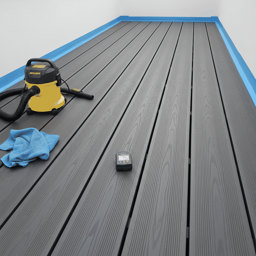 Préparation surface bois composite