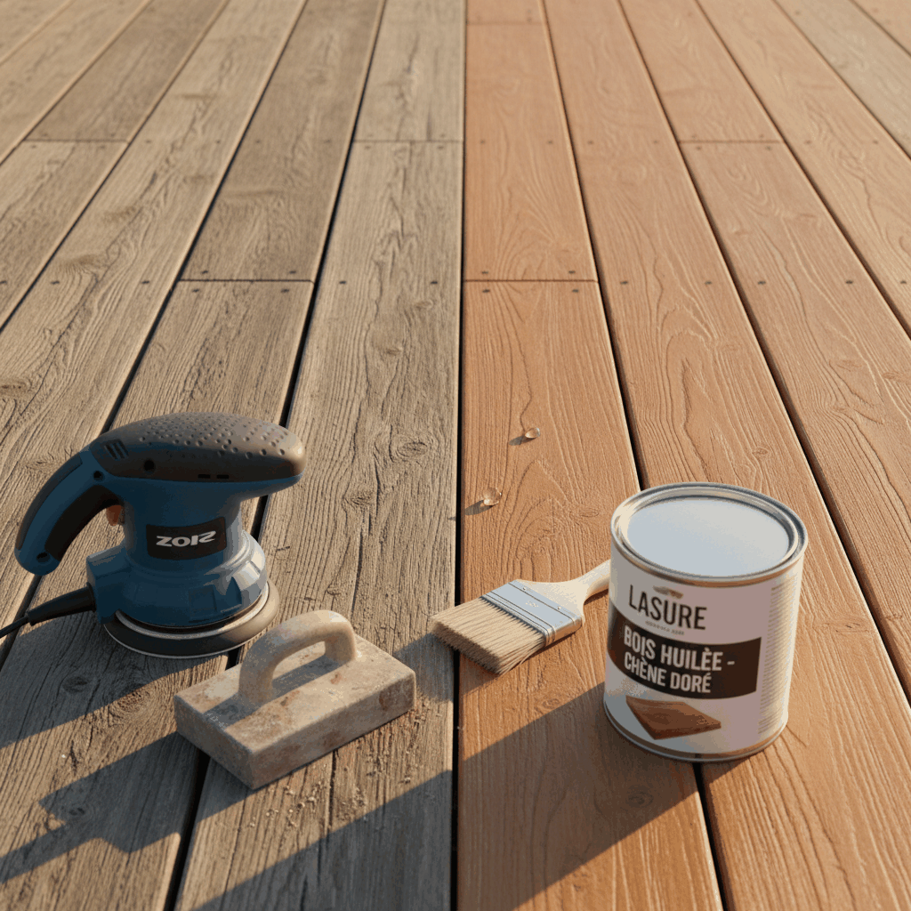 Rénovation lasure terrasse bois