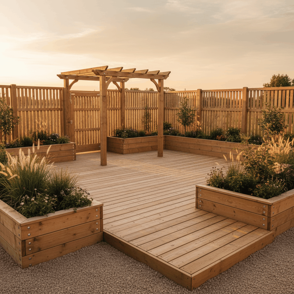 Terrasse et clôture en bois autoclave